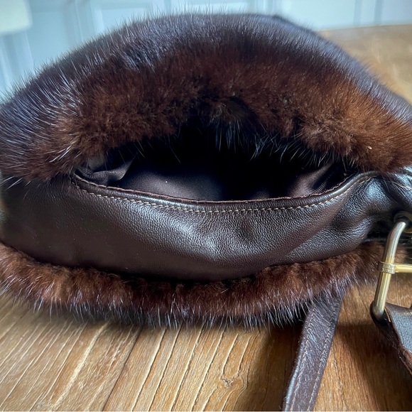 SOLD; EXCELLENT NATURAL RICH RANCH MINK FUR HANDBAG  HIDDEN HAND MUFF LEATHER - Picture 8 of 11